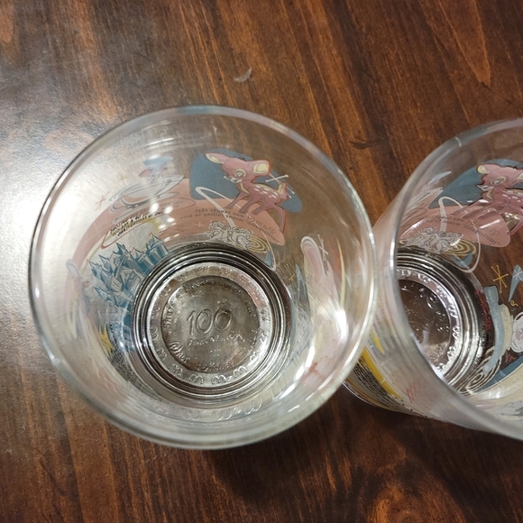 McDonalds 100 Years of Disney Glasses Set of 2 Pinocchio Tinkerbell Mickey Mouse - Picture 7 of 11
